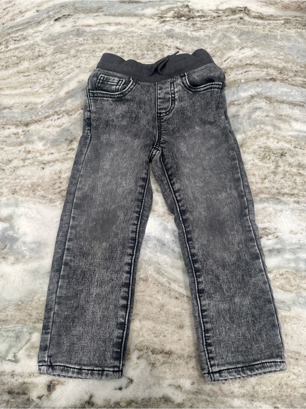 Kids Gray Wash Elastic Waist Jeans
